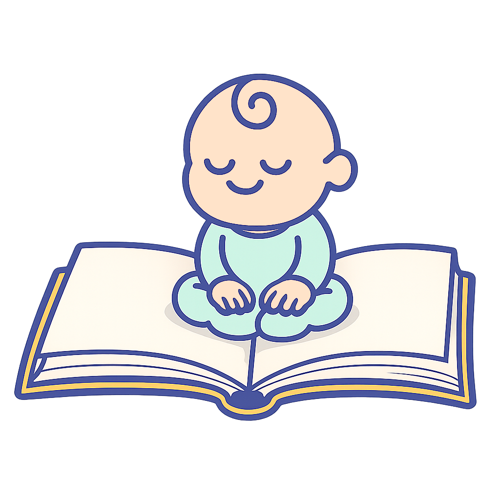 Baby reading an open book